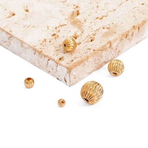 Perles d'Espacement en Métal Rayé Plaqué Or 18K de Qualité Supérieure pour la Création de Bijoux DIY Forme Citrouille