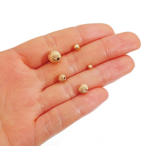 Perles d'Espacement en Métal Rayé Plaqué Or 18K de Qualité Supérieure pour la Création de Bijoux DIY Forme Citrouille