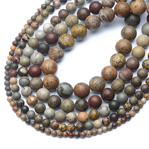 Natural Red Grass Stone Round Loose Beads Matte Frosted Jasper Gemstone Spacers For DIY Jewelry Making Bracelet Necklace Findings