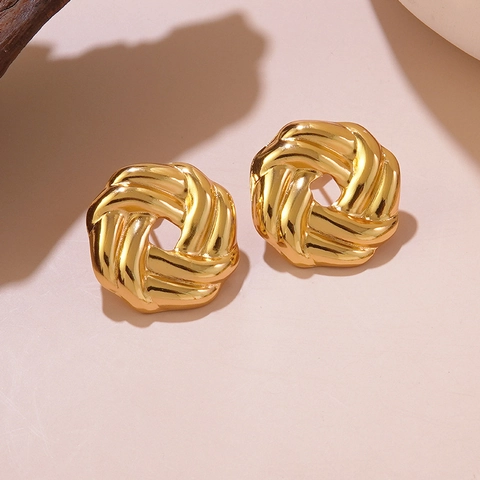 Orecchini a Bottone Geometrici in Acciaio Inossidabile 304 Vintage Oro Argento Minimalisti Gioielli Donna