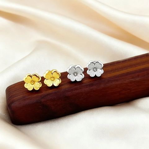 Exquisite Stainless Steel Flower Stud Earrings For Women Frosted Matte Floral Earrings Gold Silver Tiny Jewelry Gift