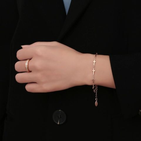 Bracelet Femme En Acier Titane Croix Figaro Trombone Acier Inoxydable Poli Or Argent Or Rose Bracelet Pour Femme Bijoux Quotidiens