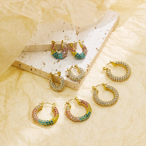 Boucles d'Oreilles Créoles en Acier Inoxydable Plaqué Or 18 carats pour Femmes Bijoux de Boucles d'Oreilles Géométriques