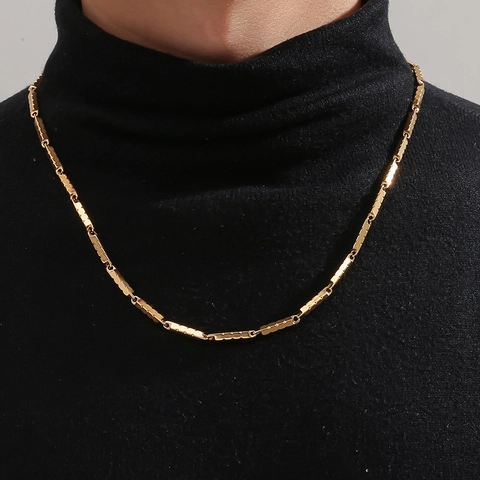 Minimalistische Titanstahl Bambus Gliederkette Für Herren Hip Hop Edelstahl Zylindergliederkette Modeschmuck