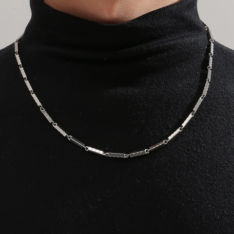 Minimalistische Titanstahl Bambus Gliederkette Für Herren Hip Hop Edelstahl Zylindergliederkette Modeschmuck