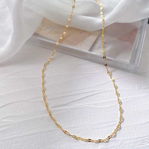 Minimalist 18K Gold Plated Titanium Steel Lip Chain Necklace And Anklet For Women Non-Fading Shining Clavicle Chain Jewelry