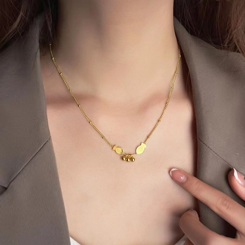 Exquisite Double Fish Round Bead Pendant Stainless Steel Necklace For Women Gold Plated Koi Fish Bracelet Anklet Fashion Jewelry