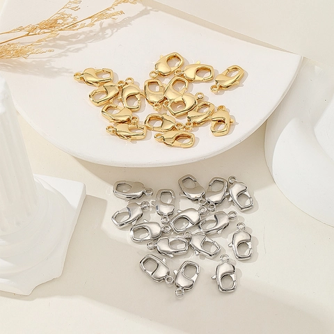 18K Gold Plated Copper Square Lobster Clasp Jewelry Connectors For DIY Necklace Bracelet Making Handcrafted Findings