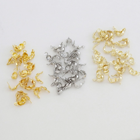 DIY Jewelry Making Copper Clamshell Bead Tips Calotte Ends 18K 14K Gold Plated Connector For Necklace Bracelet Accessory