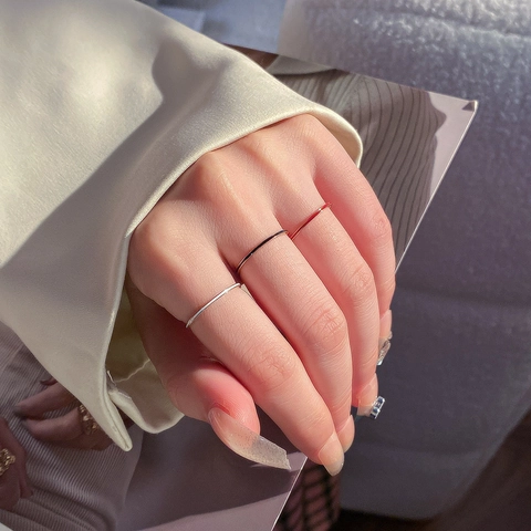 Minimalist Stainless Steel Drip Oil Ring For Women Rose Gold Thin Enamel Finger Ring Fashion Jewelry Stackable Band Jewelry