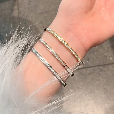Eleganter Titanstahl Strass Armreif Für Damen Luxus Sternenhimmel Geometrisch Waben Offenes Armband Vielseitiger Handschmuck Geschenk