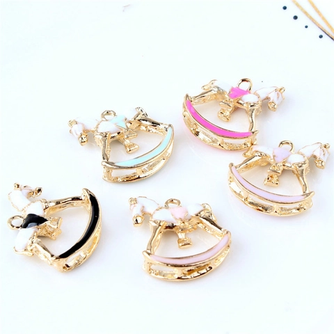 Ciondoli a Forma di Cavallo a Dondolo in Lega Smaltata Accessori per Gioielli Fai da Te Charms Pony Colorati per Collane Bracciali Donna Bambini