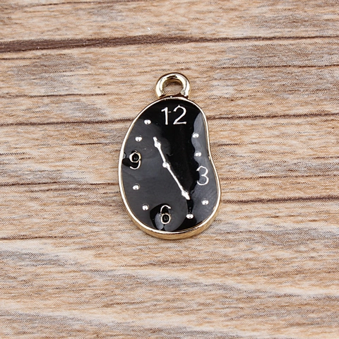 Melting Clock Alloy Enamel Pendant Dali Style Artistic Distorted Clock Face Charms For DIY Necklace Bracelet Making Jewelry Accessory
