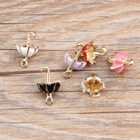 DIY Alloy Enamel Umbrella Pendant Charms For Jewelry Making Bracelet Necklace Accessories Minimalist 3D Umbrella Shape Charms