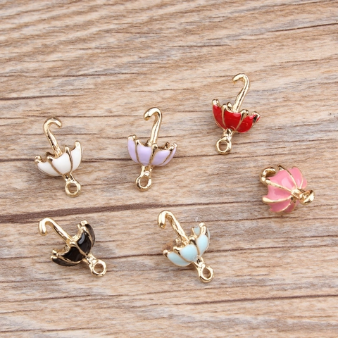 DIY Alloy Enamel Umbrella Pendant Charms For Jewelry Making Bracelet Necklace Accessories Minimalist 3D Umbrella Shape Charms