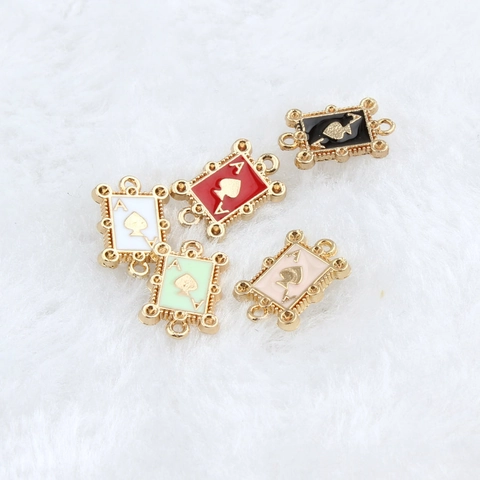 Alloy Gold Plated Enamel Ace Of Spades Poker Card Pendant Charm For DIY Bracelet Necklace Jewelry Making Accessory