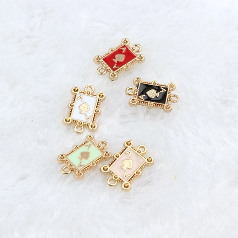 Alloy Gold Plated Enamel Ace Of Spades Poker Card Pendant Charm For DIY Bracelet Necklace Jewelry Making Accessory