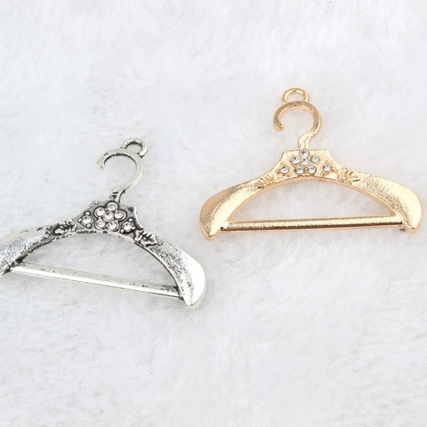 DIY Creatieve Kledinghanger Vorm Legering Strass Hangers Sieraden Maken Accessoires Goud Antiek Zilver Vergulde Hanger Charms Dames