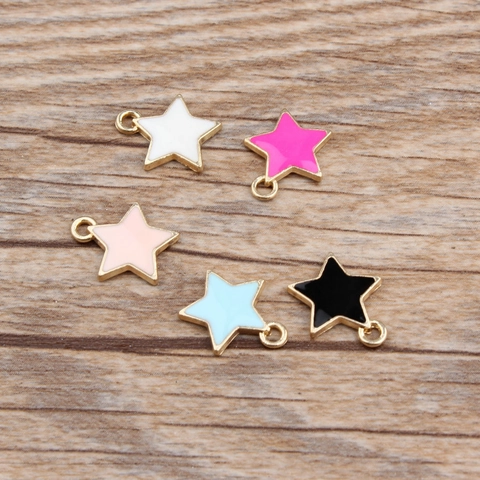 Vergoldeter Legierung Emaille Stern Anhänger Für DIY Armband Halskette Schmuckherstellung Koreanischer Stil Kleiner Charme Geschenk