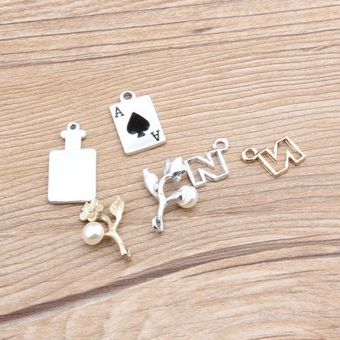 DIY Jewelry Making Alloy Charms Pendants With Believe Lettering Flower I Love You Gesture For Bracelet Necklace Findings