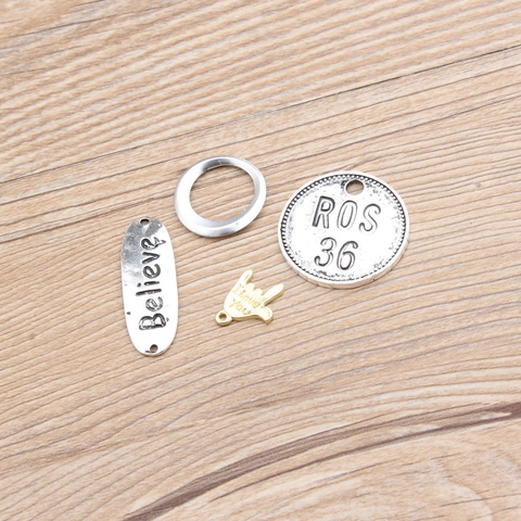 DIY Jewelry Making Alloy Charms Pendants With Believe Lettering Flower I Love You Gesture For Bracelet Necklace Findings