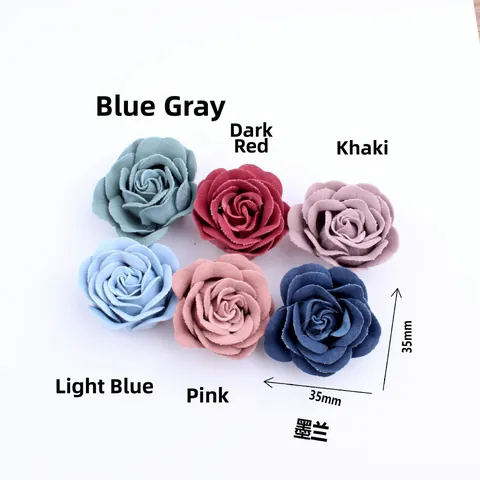 Handmade Fabric Rose Flower Heads With Burned Edge For DIY Jewelry Making Hair Accessories Wedding Decor Morandi Color Floral