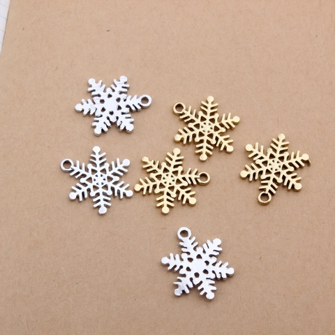 Matte Gold Silber Legierung Schneeflocke Anhänger Für DIY Schmuckherstellung Winter Weihnachten Charm Für Armband Kette Ohrringe Damen