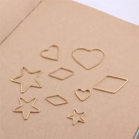 Copper DIY Jewelry Findings Geometric Hollow Star Heart Rhombus Shape Charms For Earring Pendant Making Handmade Accessories