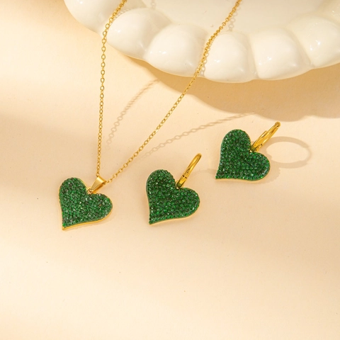 304 Edelstahl Zirkonia Herz Schmetterling Libelle Halskette Ohrringe Für Damen Vergoldet Luxus Mode Schmuck