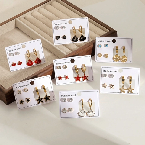 Ozean Seestern Muschel Edelstahl Ohrringe Mit Strass Emaille Böser Blick Tropföl Ohrstecker Für Damen Urlaub Schmuck