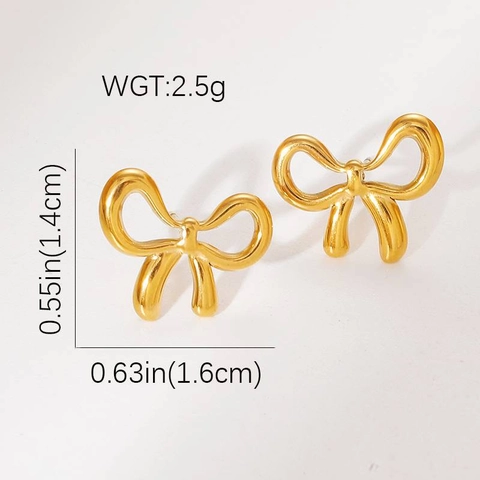 Edelstahl Gold Schleife Herz Stern Blatt Ohrstecker Für Damen Minimalistisch Hohl Geometrischer Edelstahl Schmuck