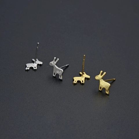 Minimalisti Orecchini a Bottone a Forma di Cervo Con Perno in Argento Sterling 925 Rame Alce Renna Orecchini per Donna Regalo di Natale