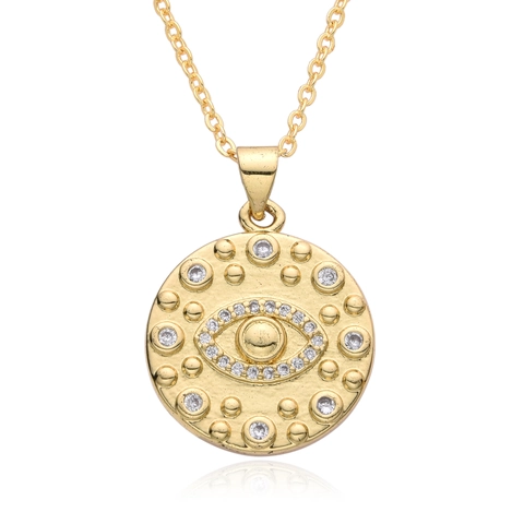 Collier Pendentif Mauvais Oeil Oeil D'Horus En Cuivre Plaqué Or Zircone Pour Hommes Femmes Bijoux Style Bohème Exotique Cadeau