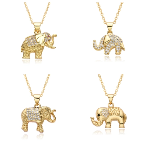 Luxus Kupfer Elefant Anhänger Halskette Für Damen Zierliche Zirkonia Tier Schlüsselbein Kette Schmuck High-End Geschenk