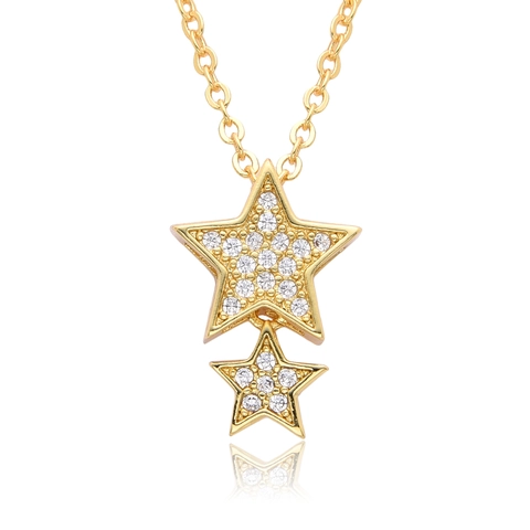 Dainty Gold Plated Copper Star Pendant Necklace For Women Shiny Rhinestone Starfish Floral Geometry Fashion Jewelry Gift