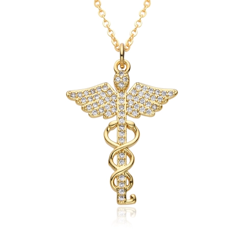 Collier Pendentif Croix en Cuivre Plaqué Or pour Femmes Élégant Strass Incrusté Coeur Colombe Symbole Médical Bijoux Religieux Cadeau