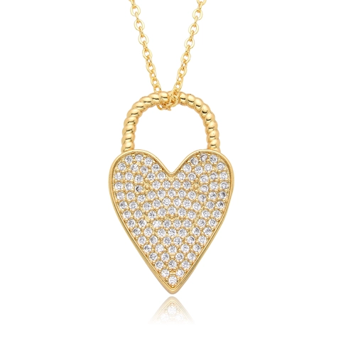 Lussuosa Collana Con Ciondolo a Cuore in Rame e Strass Per Donna Corona Cuore Infranto Cavo Gioielli Di Moda Regalo Quotidiano