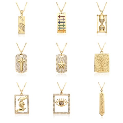 Collier en Cuivre Micro-Pavé Zirconia Bleu Minimaliste Mauvais Œil Arbre de Vie Collier Pendentif pour Femme Bijoux Cadeau