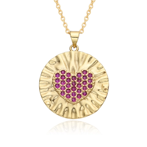 Collier Pendentif en Cuivre Plaqué Or Avec Zirconium Pour Femme Micro Pavé Cœur Étoile Soleil Signe Dollar Élégant Bijou De Mode Cadeau