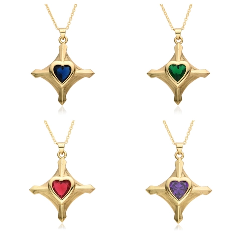 Women Fashion Copper Gold Plated Heart Zirconia Pendant Necklace Cross Starburst Charm Adjustable Chain Jewelry Gift