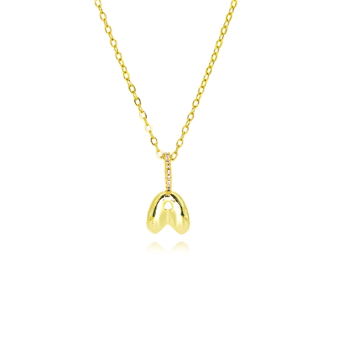 Bubble Initial Necklace Gold Plated Copper Zirconia Puffy Alphabet Letter Pendant Necklaces For Women Fashion Jewelry Gift