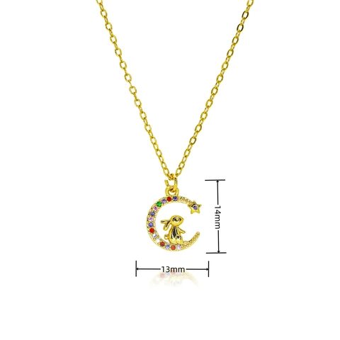 Collar Con Colgante de Luna Creciente y Estrella de Cobre Chapado en Oro para Mujer Joyería Celestial Bohemia de Zirconia Nácar