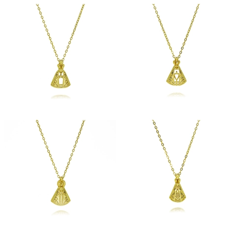 Collana con Pendente della Vergine Maria Religiosa in Rame Placcato Oro 18K con Zirconia per Donna Gioielli di Fede Cristiana Cattolica