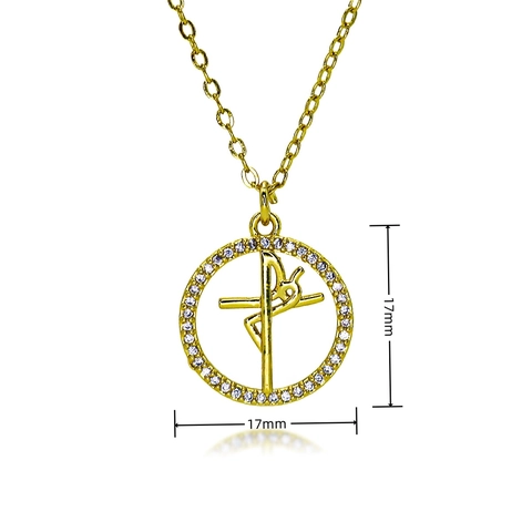 Collana Con Pendente in Rame Placcato Oro Zirconia Moda Donna Segno della Pace Bilancia Croce Stella Cuore Sorriso Catena per Clavicola Gioielli
