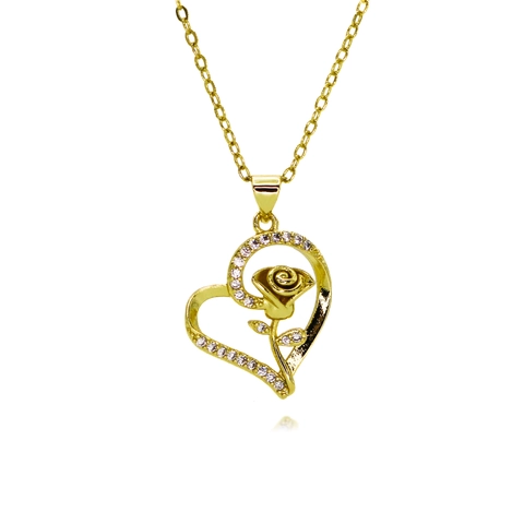 Collier Pendentif Coeur Style Français Pour Femmes Bijoux En Cuivre Zircon Clé Rose Cadeau Élégant