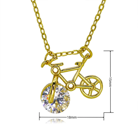 Creative Copper Moissanite Bicycle Car Rabbit Pendant Necklace Fashion Gold Plated Cross Chain Jewelry For Women Valentine Gift