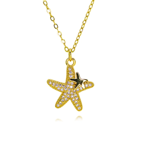 Gold Plated Copper Zirconia Pendant Necklace For Women Starfish Elephant Planet Pistol Design Ocean Style Fashion Jewelry