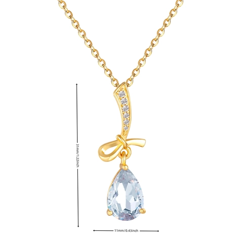 Elegante Collana Con Pendente A Fiocco In Rame E Zirconia Per Donna Placcata Oro Argento Pietra A Forma Di Pera Gioielli