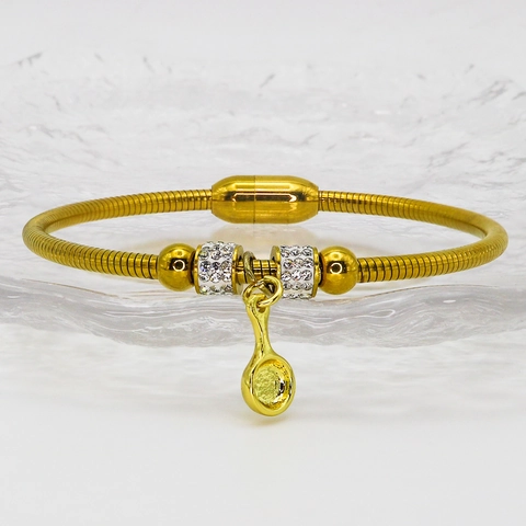 Luxury Stainless Steel Magnetic Snake Chain Charm Bracelet With Rhinestone Coffee Cup Magic Lamp Pendants For Women Jewelry