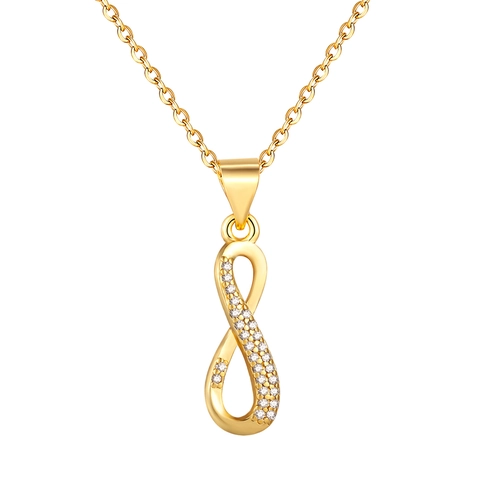 Mode Minimalistisch Unendlichkeitssymbol Anhänger Halskette Damen Kupfer Zirkonia Eingelegt Gold Silber Plattiert Schmuck